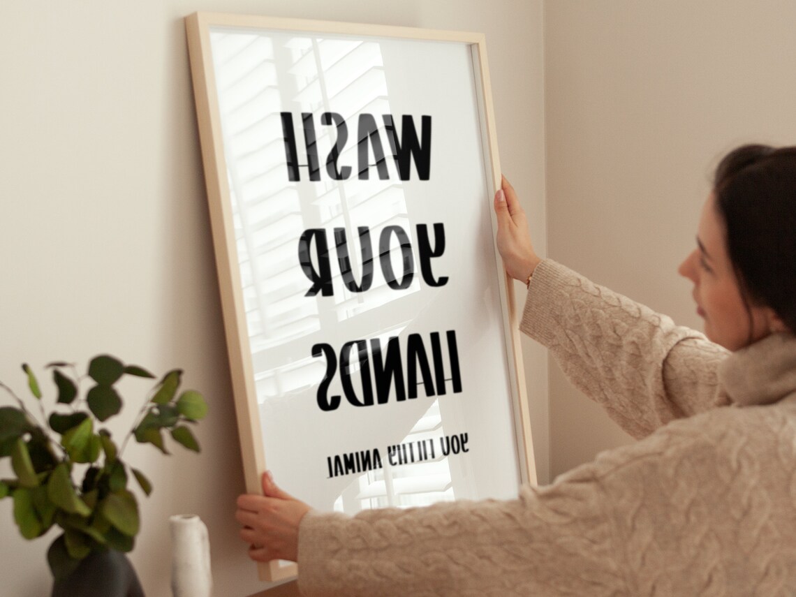 Wash Your Hands You Filthy Animal Funny Bathroom Quote Art Poster - Image 4