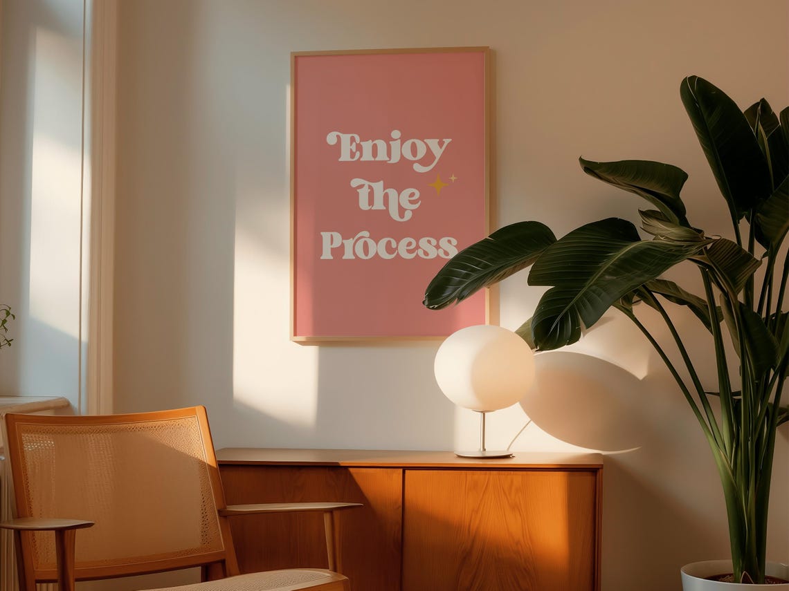 Enjoy The Process White Script Pink Background Motivational Poster - Image 4