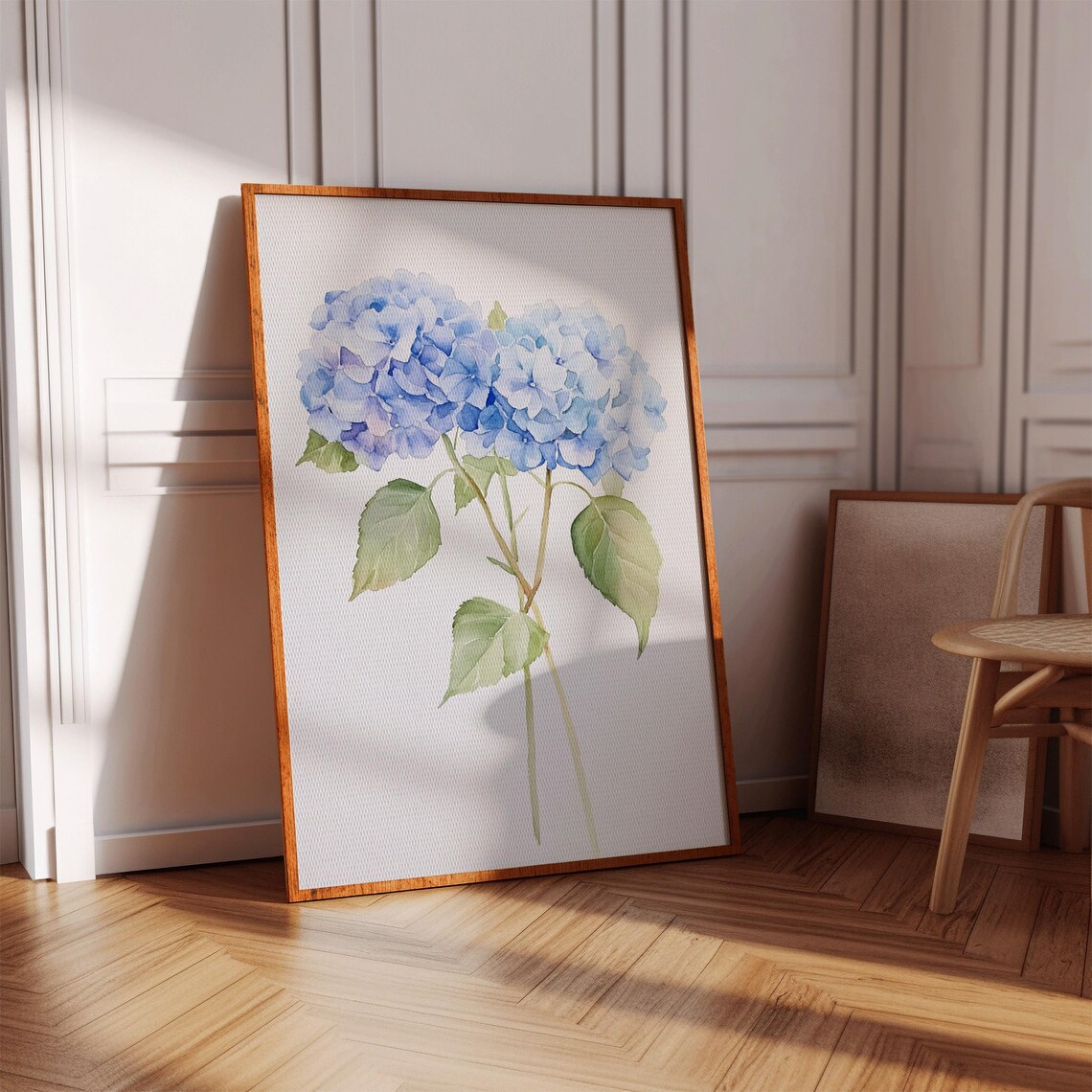 Blue Hydrangea Watercolor Floral Wall Art - Image 3