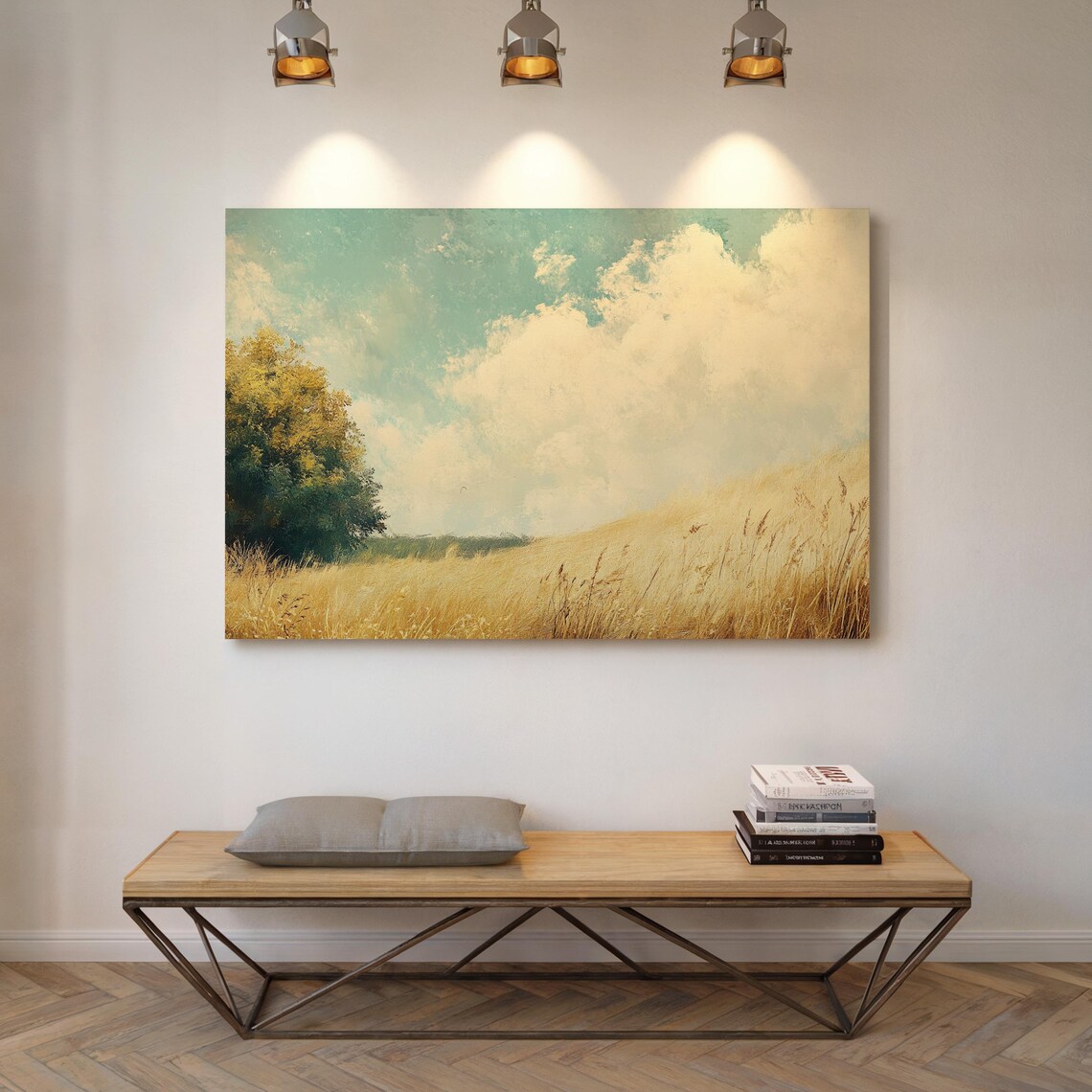 Serene Countryside Landscape Print Golden Wheat Field And Tree Artwork Rustic Farmhouse Nature Inspired Wall Decor - Image 4