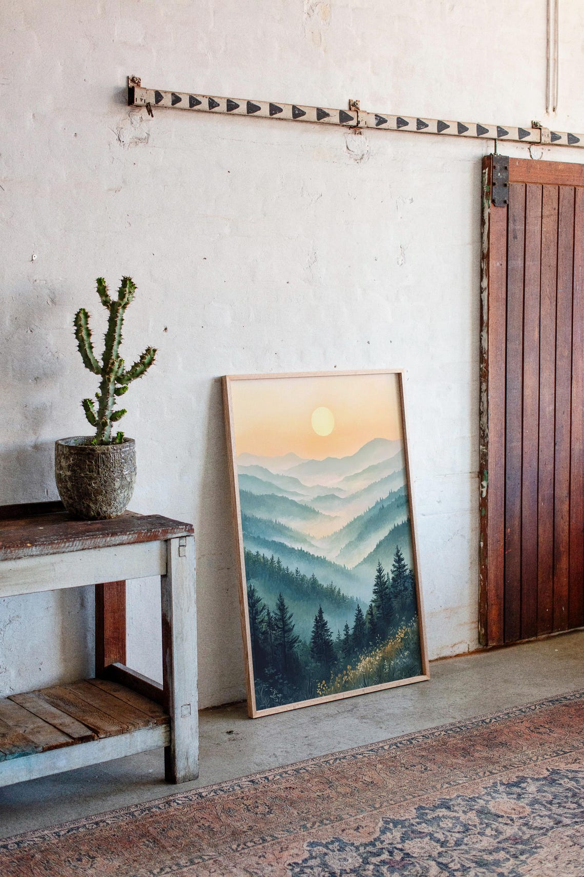 Misty Mountain Sunrise Print Tranquil Landscape Painting Serene Nature Wall Art Forest Hills Decor For Home Or Office - Image 5