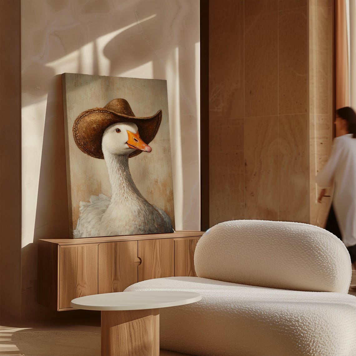 White Goose Cowboy Hat Portrait Funny Western Ranch Wall Art Poster - Image 5