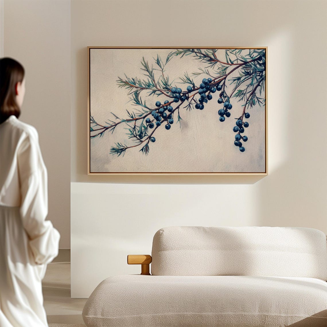Juniper Berry Branch Blue Berries Watercolor Botanical Wall Art Poster - Image 3