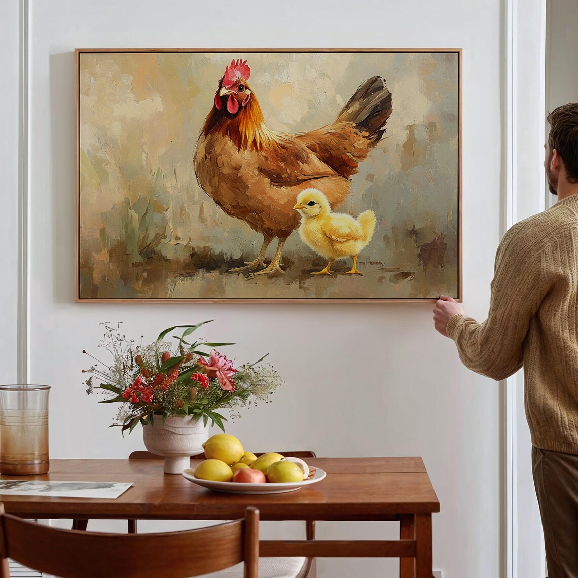 Rustic Hen and Chick Painting, Farmhouse Decor - Image 5