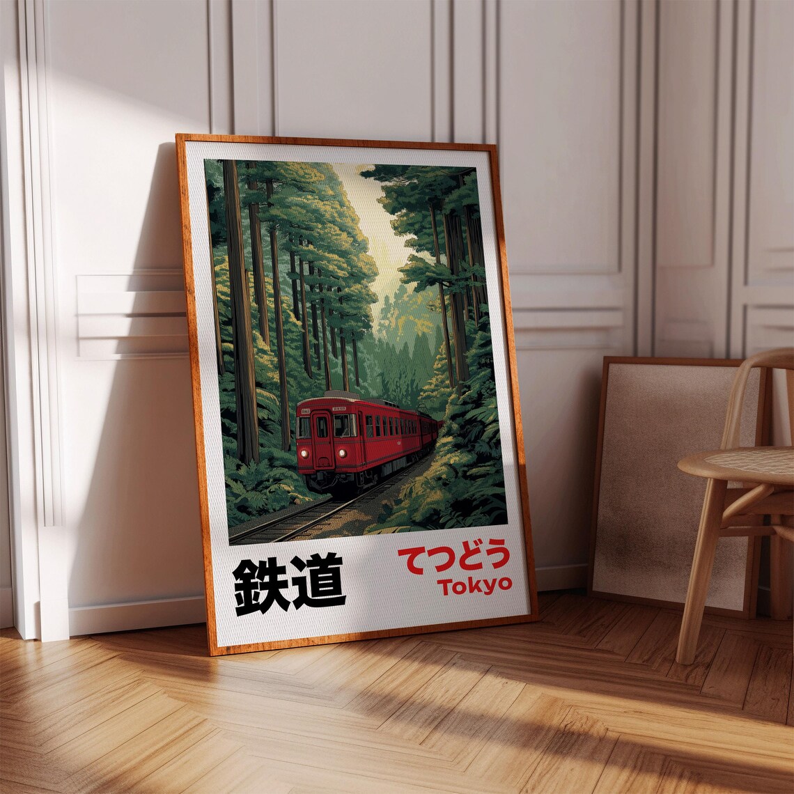 Vintage Japanese Railway Print, Scenic Forest Train - Image 3