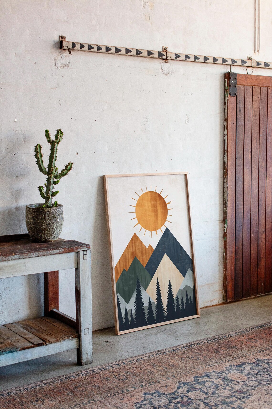 Modern Geometric Mountain Poster, Minimalist Landscape - Image 3