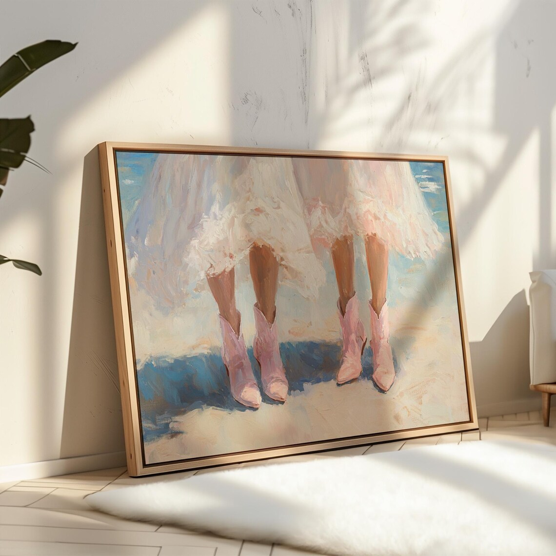 Pink Cowboy Boots Brides Wedding Dress Impressionist Western Poster