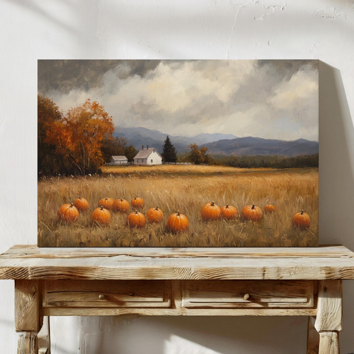 Rustic Pumpkin Patch, Autumn Landscape Art Print - Image 4