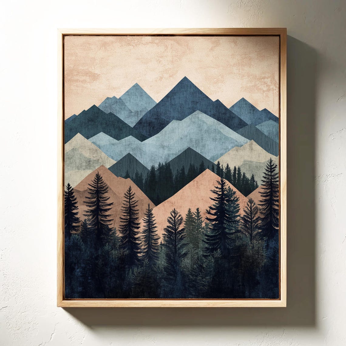 Modern Geometric Mountain Print Abstract Nature Wall Art Boho Forest Landscape Decor Earthy Tones Poster For Home Or Office - Image 2