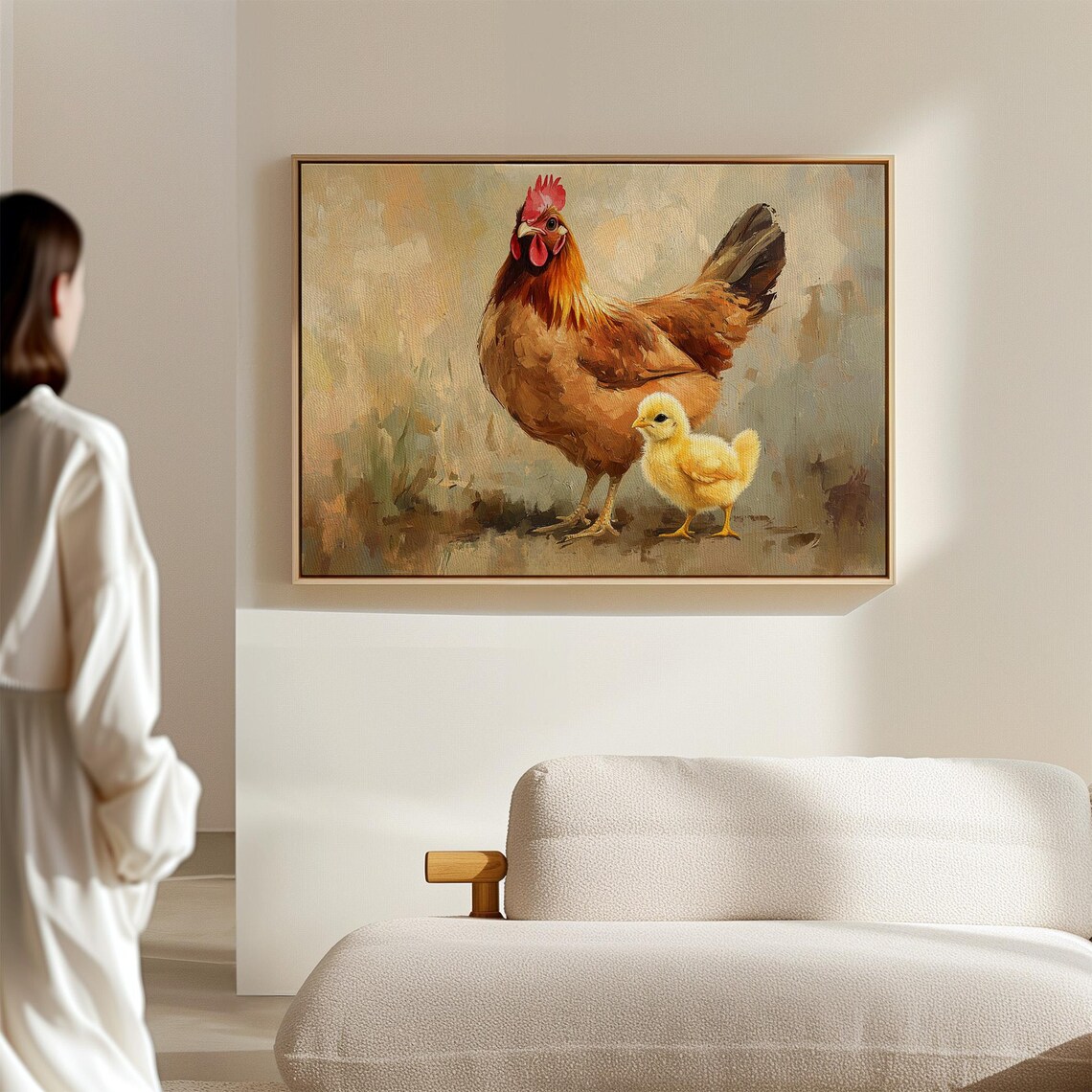 Rustic Hen and Chick Painting, Farmhouse Decor - Image 2