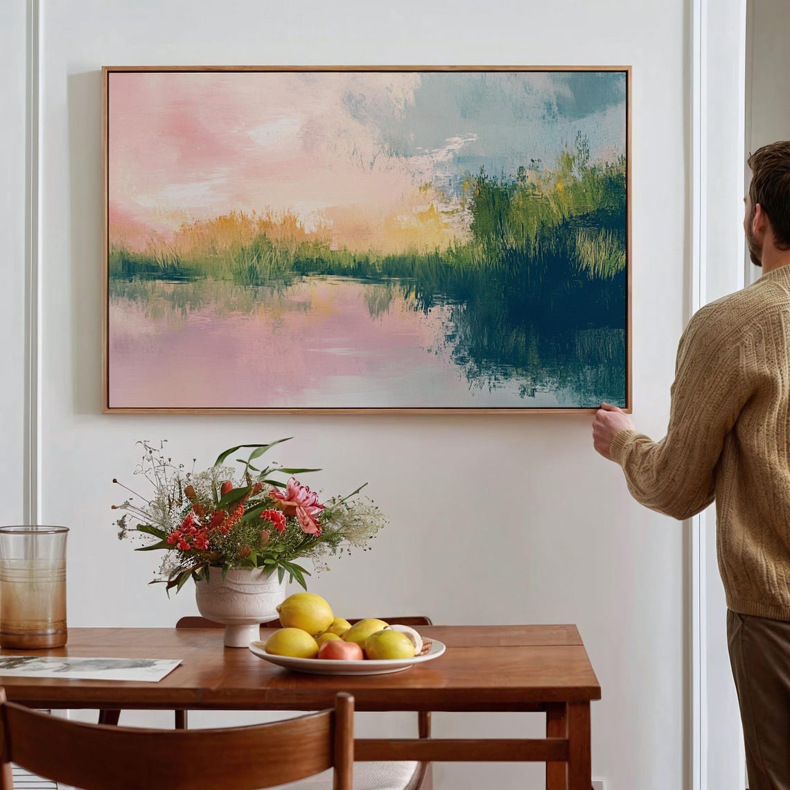Dreamy Pastel Landscape Wall Art Print Serene Water Reflection With Sunset Tones - Image 3