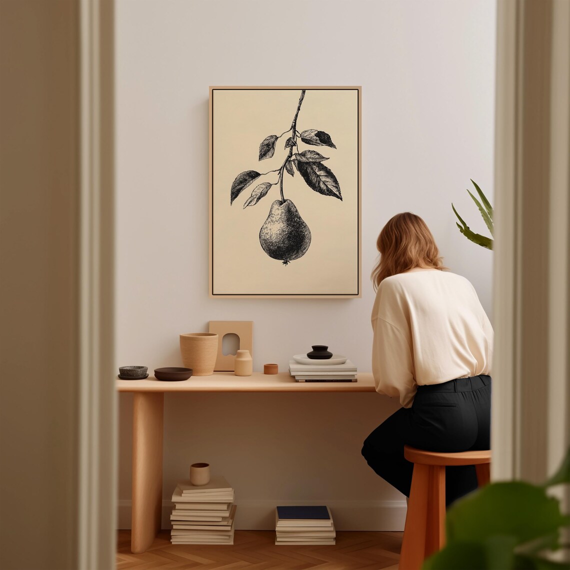 Vintage Pear Illustration, Rustic Kitchen Decor - Image 4