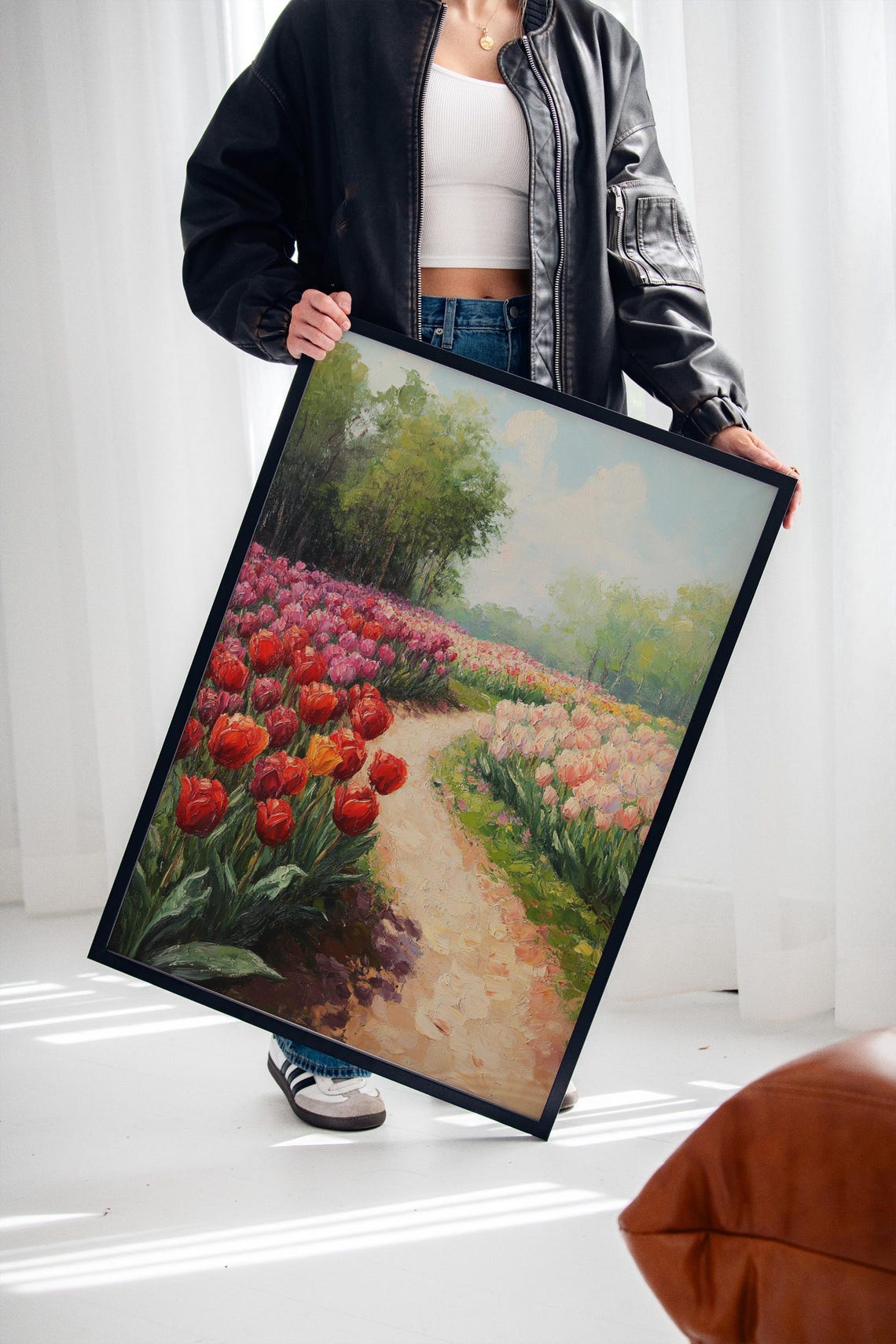 Spring Tulip Path, Impressionist Garden Art Print - Image 2