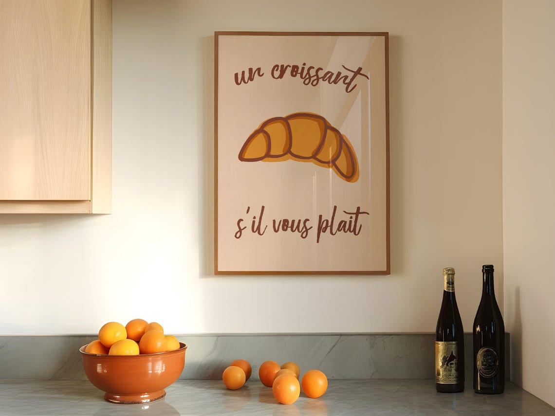 Un Croissant Sil Vous Plait Blush French Bakery Kitchen Poster - Image 3