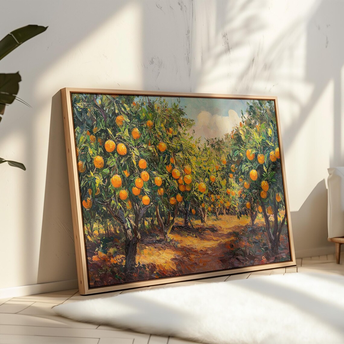Orange Grove, Vibrant Citrus Orchard Landscape Art Print - Image 3