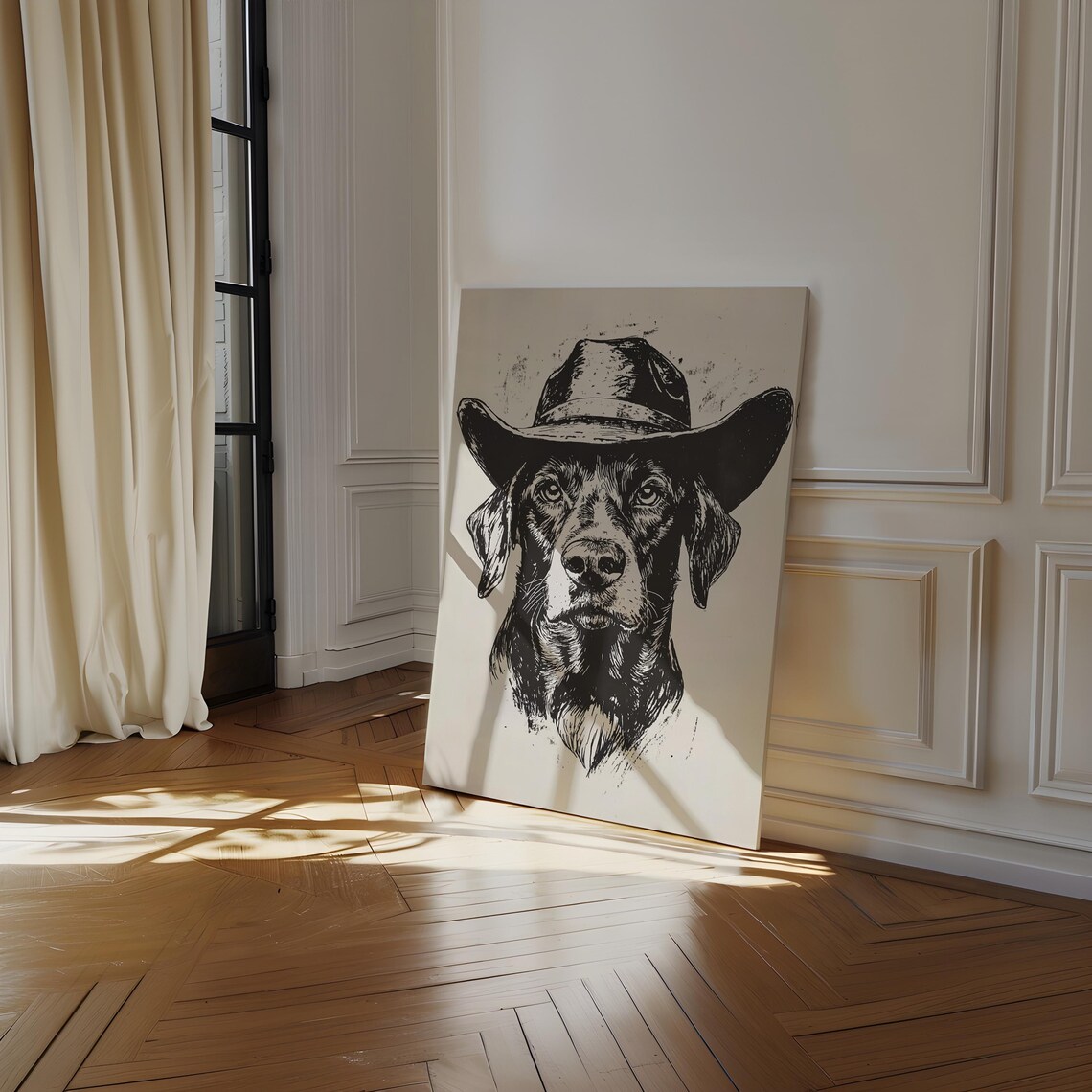 Cowboy Dog - Western Ranch Rustic Dog Illustration - Image 2