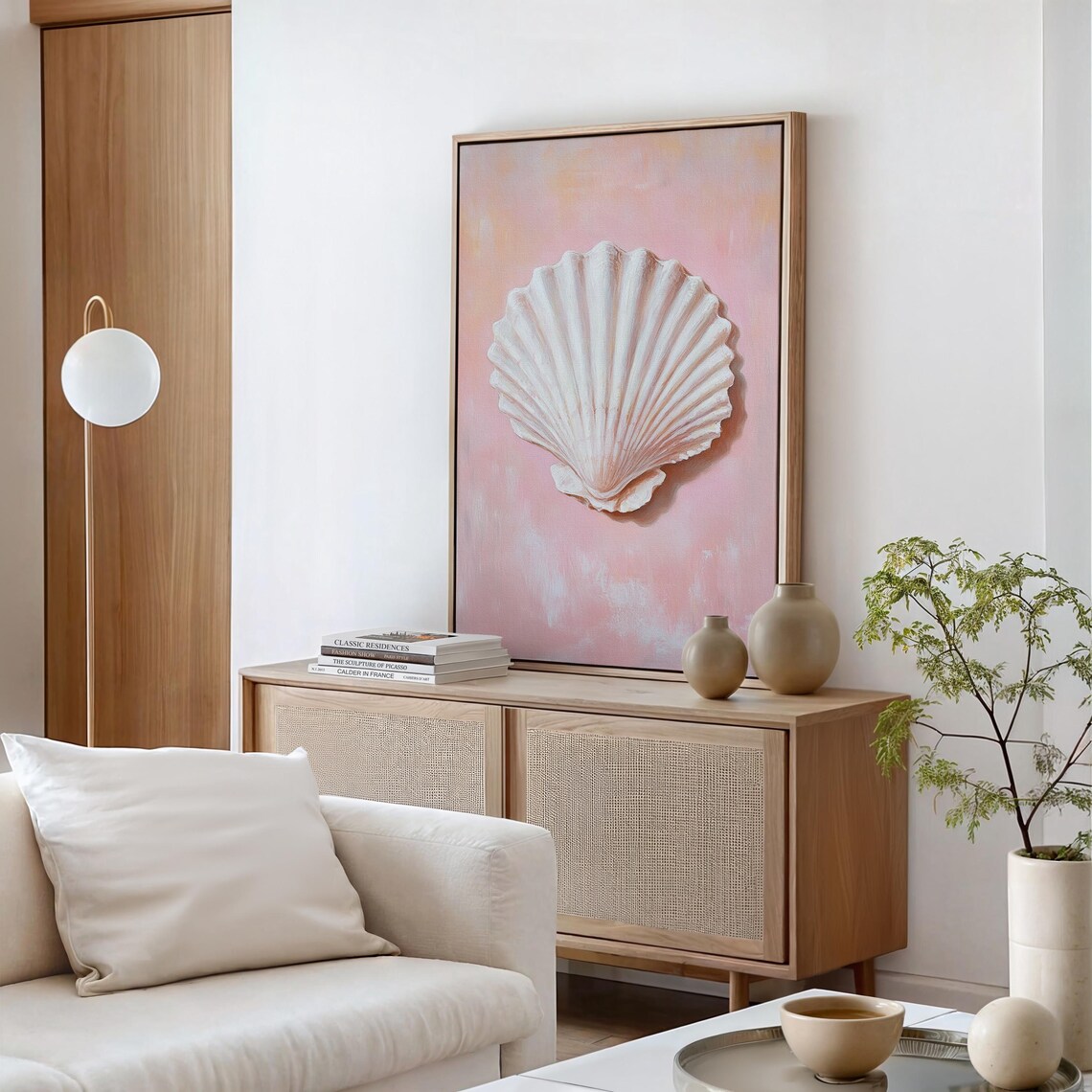 Coastal Elegance White Seashell On Soft Pink For Beach Inspired Decor And Nautical Style Home Accents - Image 2