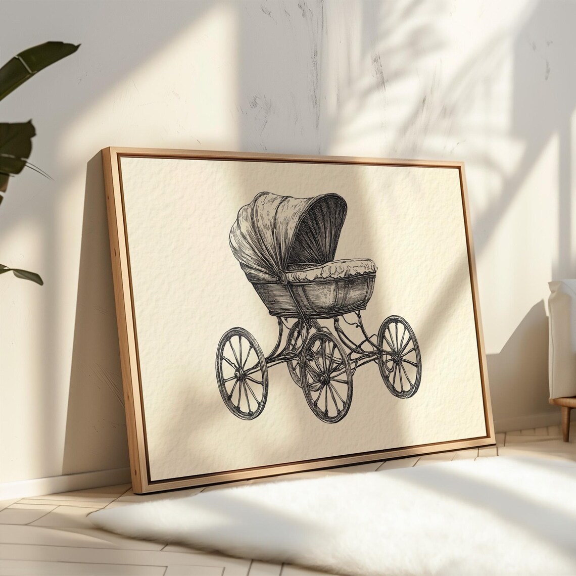 Vintage Baby Carriage Illustration, Victorian Nursery Art Print - Image 4