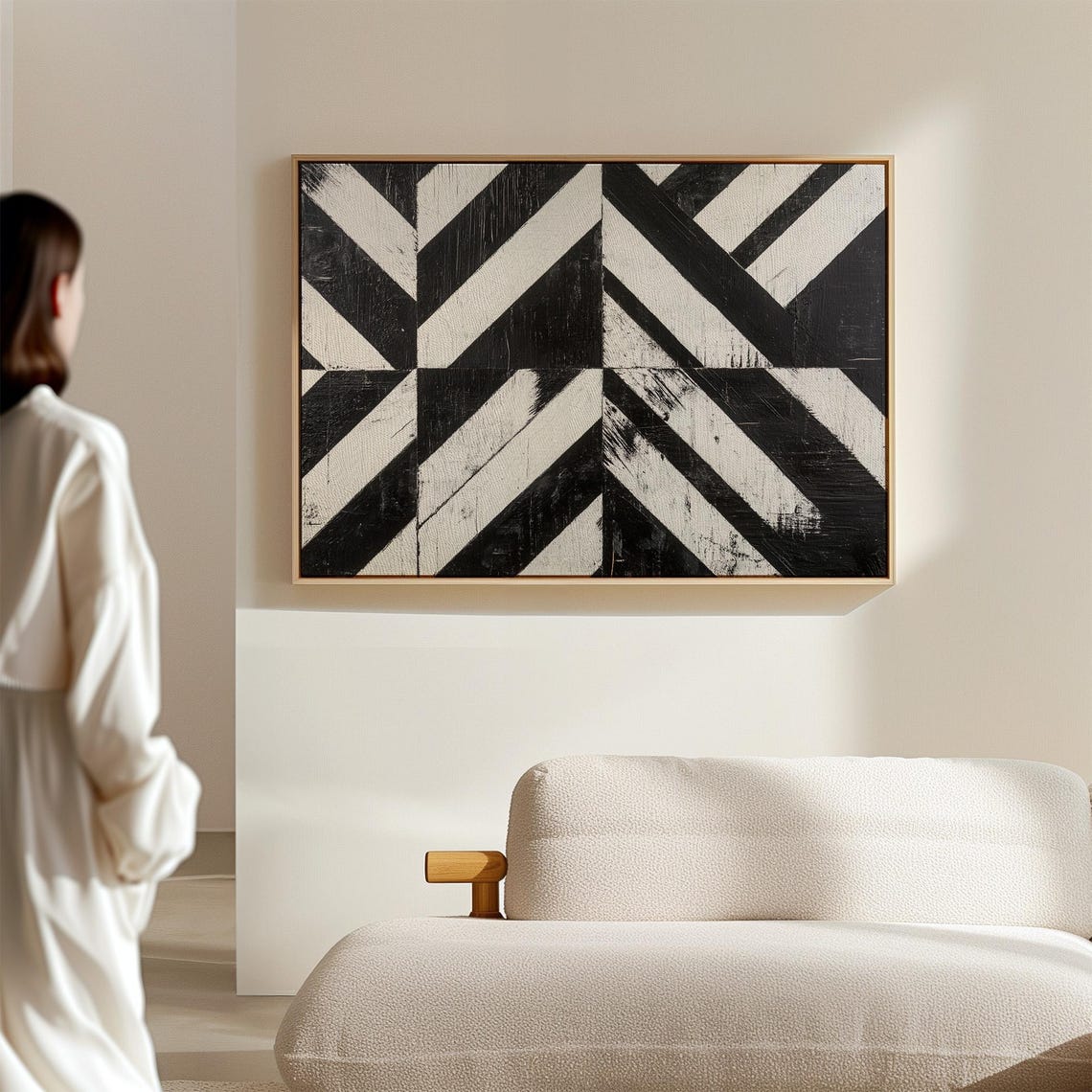 Grunge Black And White Abstract Art With Chevron Patterns And Bold Contrasts - Image 4