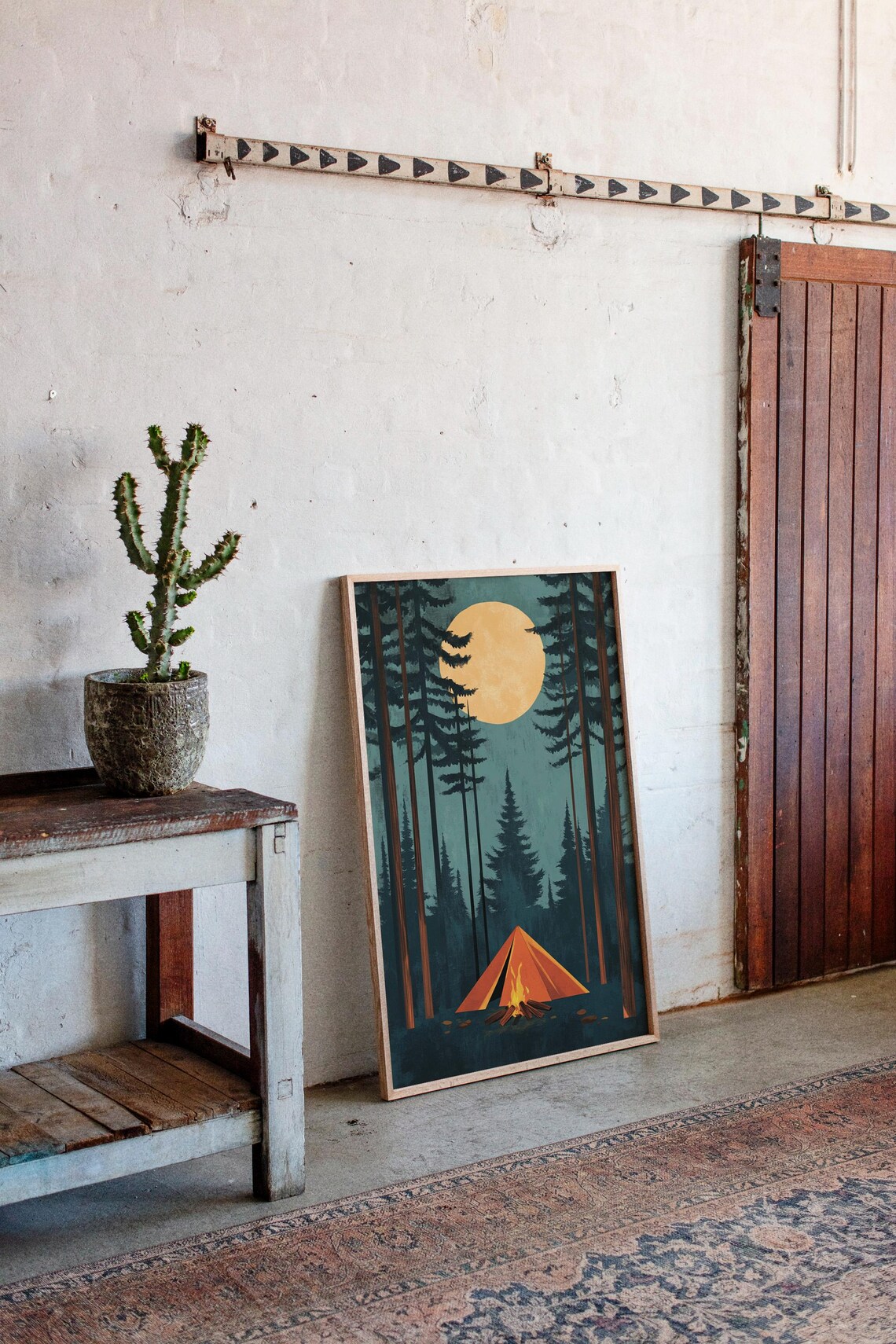 Full Moon Camping Poster, Cozy Forest Night Sky - Image 3