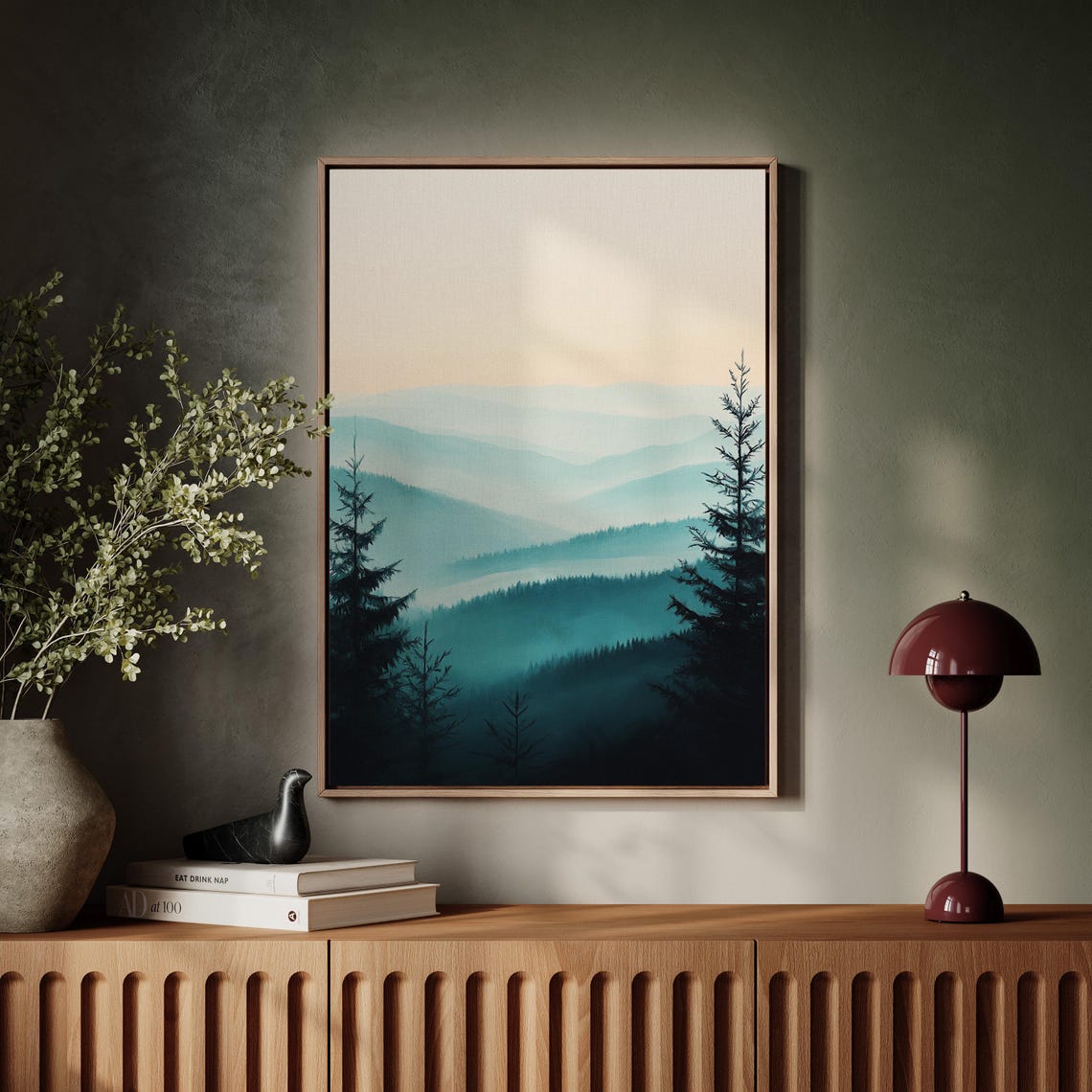 Tranquil Misty Mountain Print Serene Foggy Landscape Wall Art Soft Blue Tones Peaceful Nature Decor For Home Or Office - Image 5