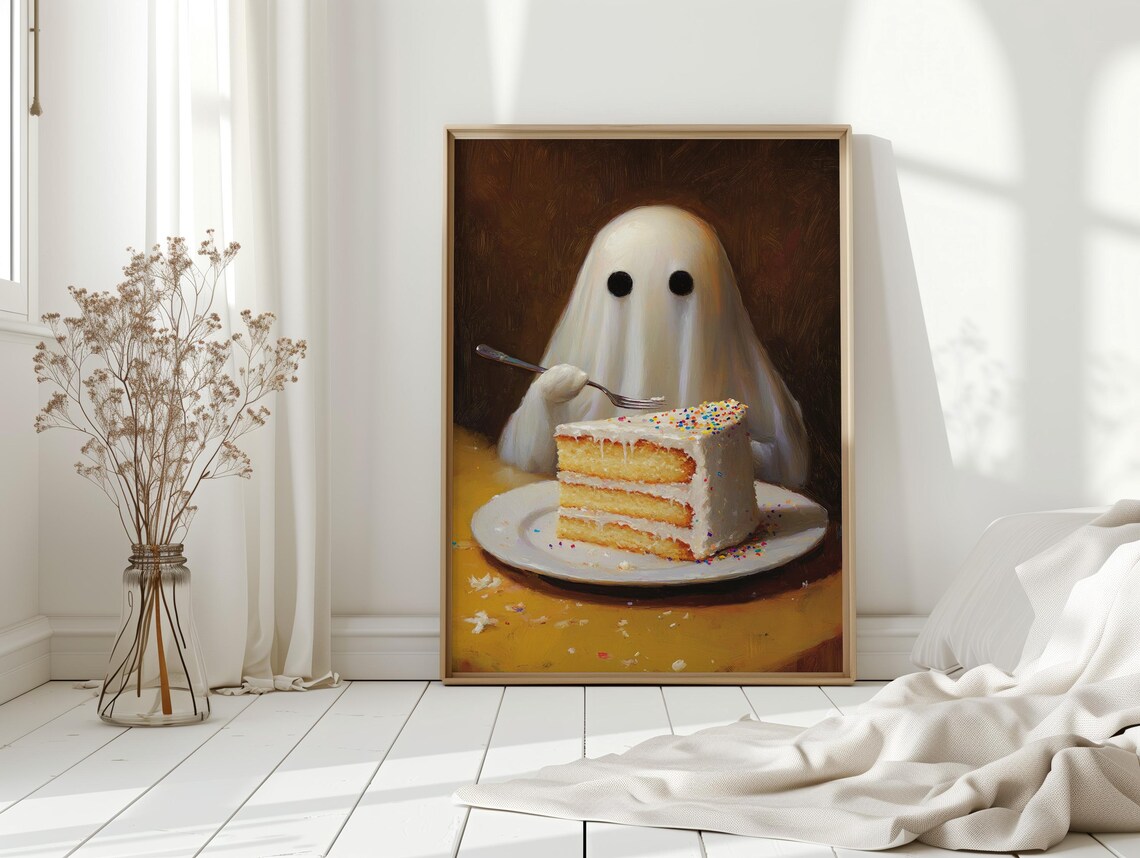 Cute Ghost And Cake, Funny Halloween Kitchen Decor - Image 4