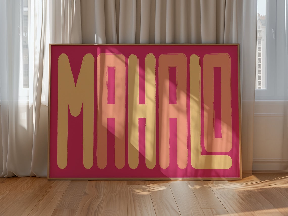Mahalo Retro Typography Hawaiian Greeting Landscape Wall Poster - Image 2