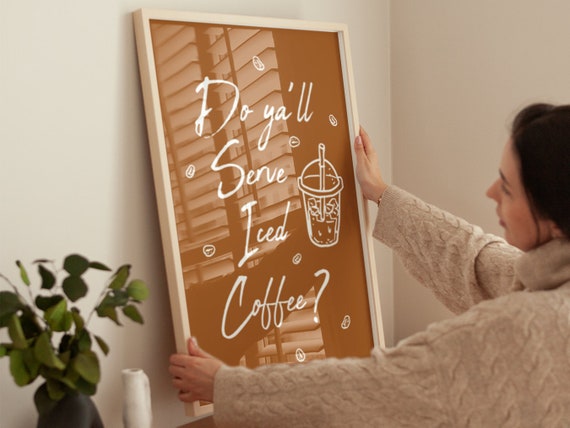Physical Poster Print Shipped To You Iced Coffee Art Boho Art Minimalist Prints Coffee Bar Art Boho Minimalist Wall Decor