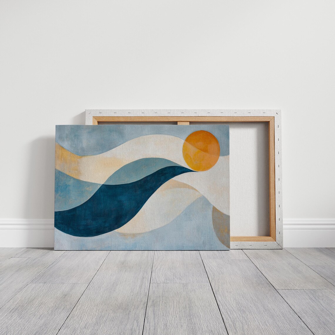 Minimalist Abstract Landscape, Flowing Waves Sun - Image 5