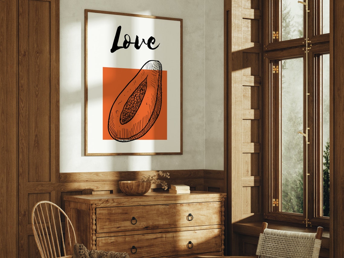 Papaya Love Fruit of the Spirit Hand Drawn Christian Quote Wall Art - Image 4