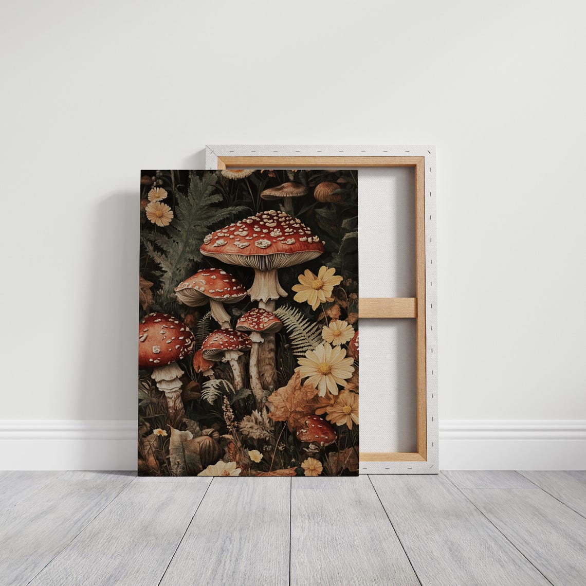 Red Fly Agaric Mushrooms Wildflowers Botanical Vintage Wall Poster - Image 5