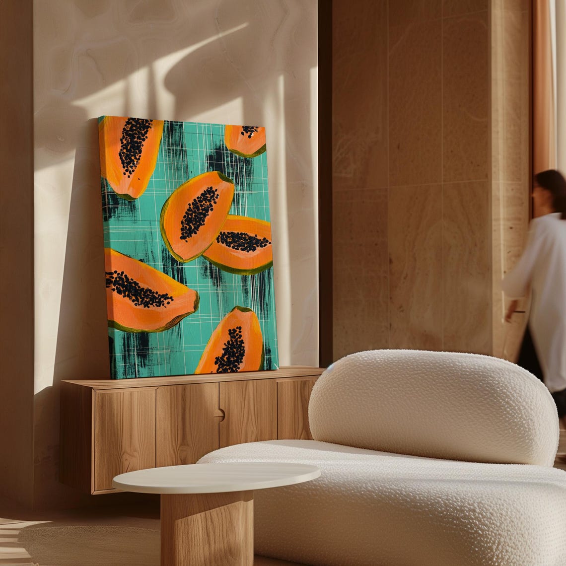 Tropical Papaya Delight, Hand Painted Abstract Art Print - Image 5