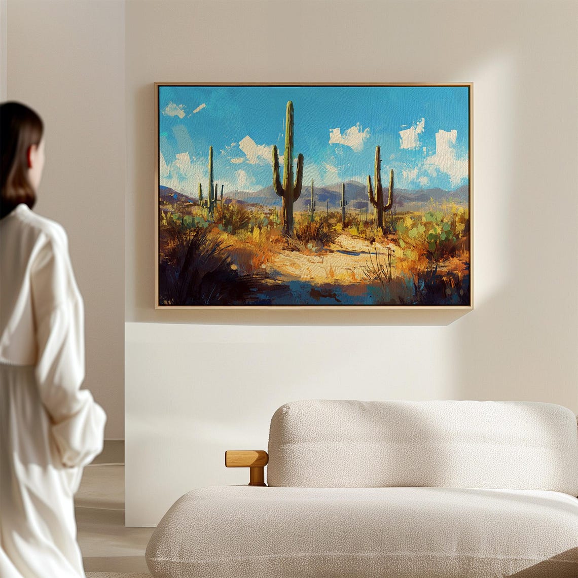 Saguaro Desert Landscape Blue Sky Cacti Southwest Impressionist Poster - Image 5