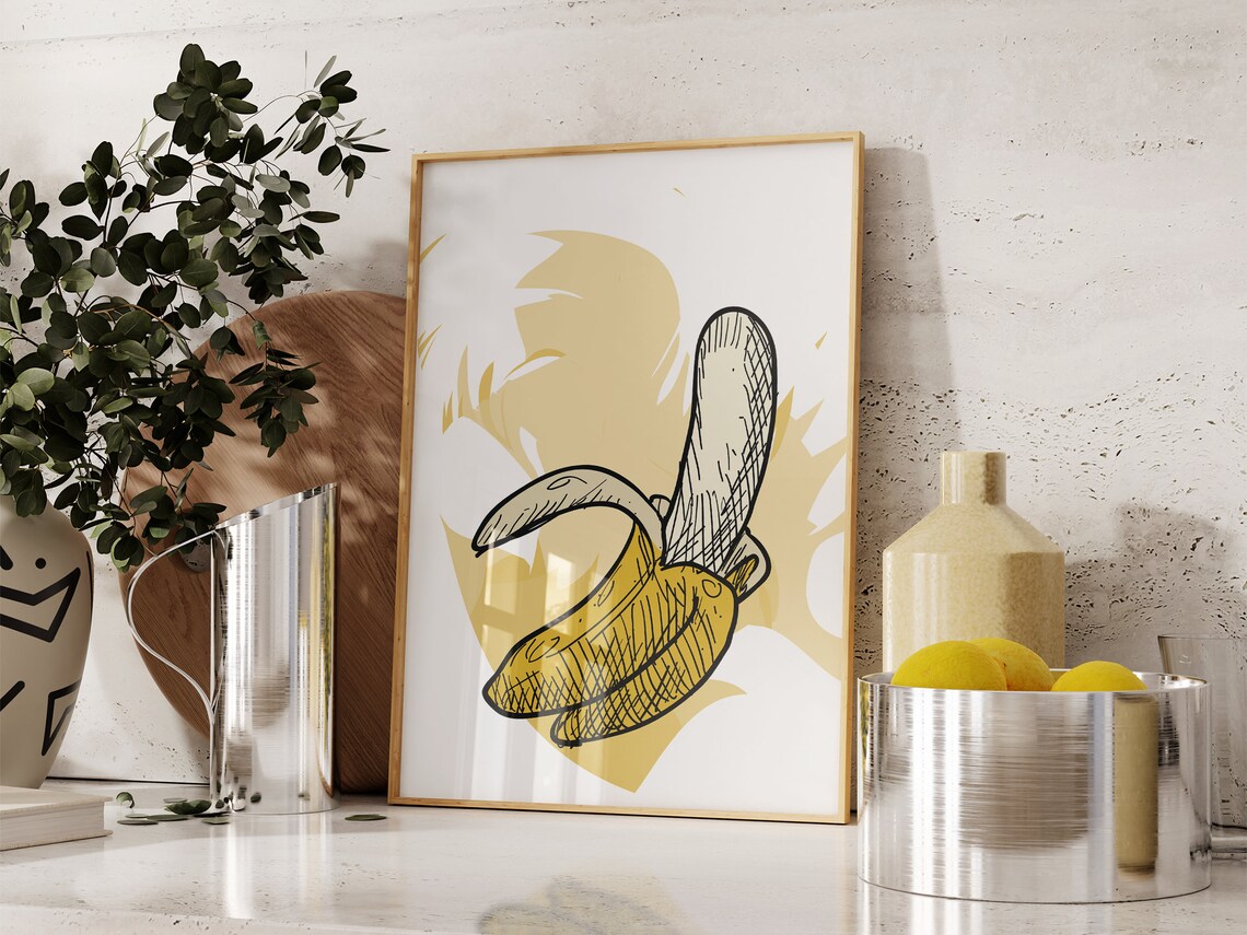 Banana Kitchen Wall Art Boho Minimalist Prints Modern Art Kitchen Prints Art Physical Poster Print Shipped To You