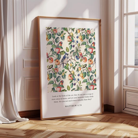 Matthew 6:26 Look At The Birds Vintage Poster