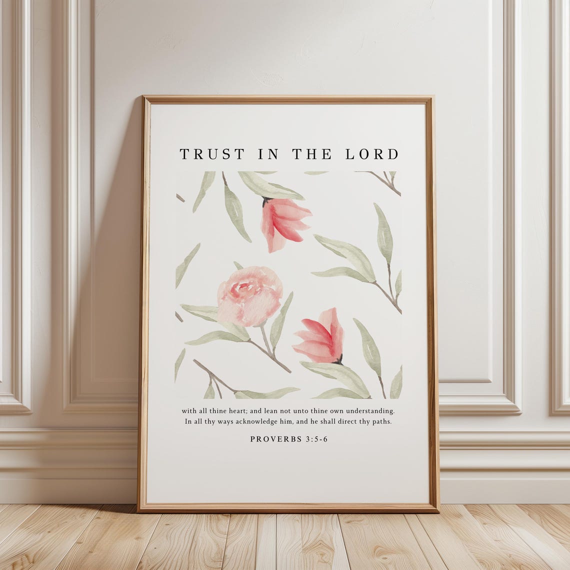 Proverbs 3:5-6 Christian Scripture Flower Art Print
