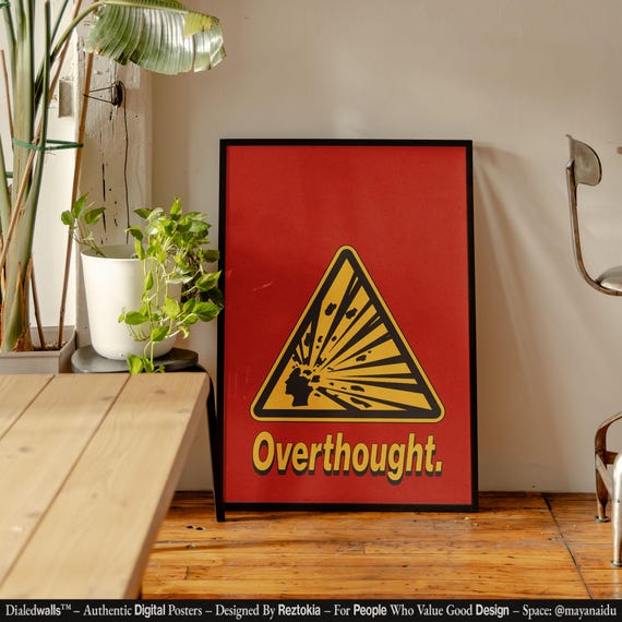 Overthought Poster Retro Wall Art Overthinking Print Large Artwork Creative Conceptual Design Bold Type