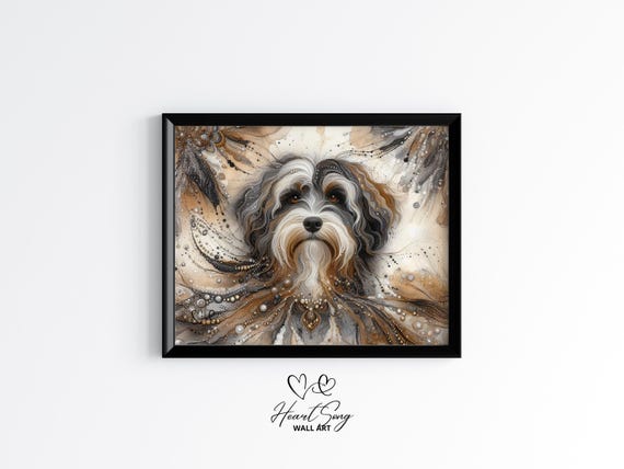 Havanese Dog Painting Rustic Abstract Wall Art With Moody Layers And Ink Texture For Modern Decor Lovers 891