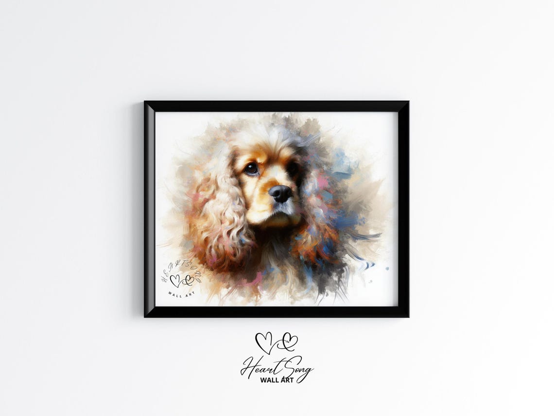 Cocker Spaniel Watercolor Dog Portrait Soft Pastel Pet Poster