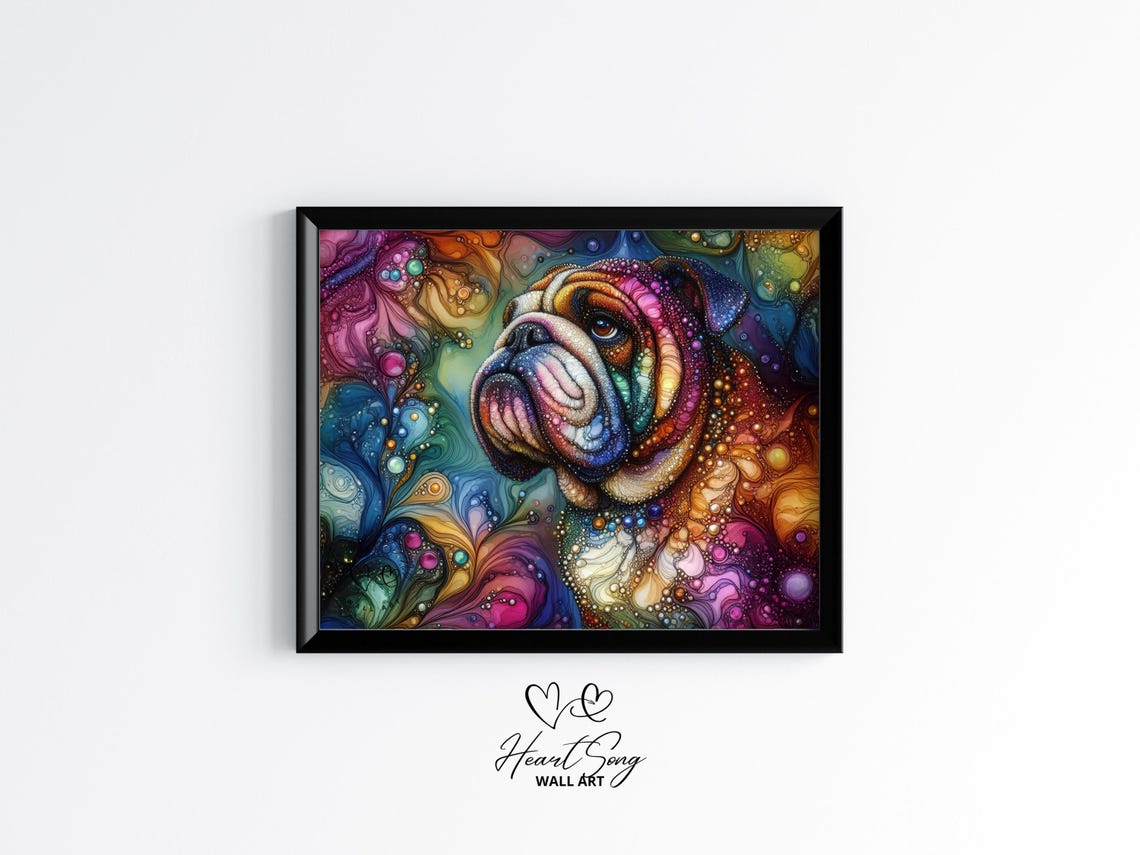 Bulldog Dog Painting Rustic Abstract Wall Art With Moody Layers And Ink Texture For Modern Decor Lovers 835
