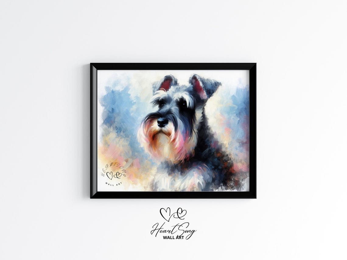 Miniature Schnauzer Watercolor Dog Portrait Pet Lover Poster
