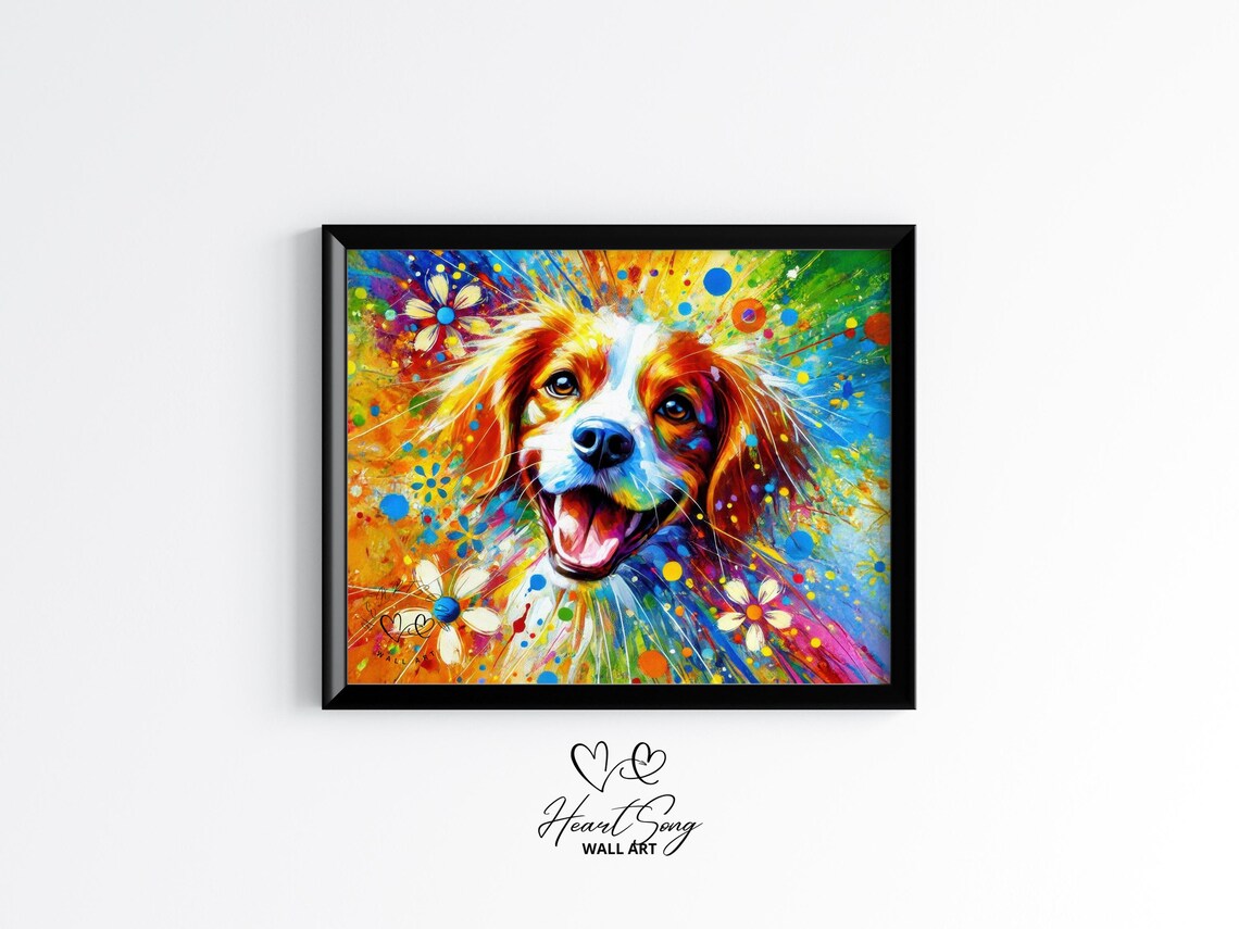Brittany Spaniel Dog Vibrant Colorful Abstract Portrait Poster