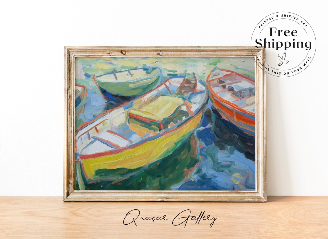 Boat Oil-Painting-Style Wall Art Print, Nautical
