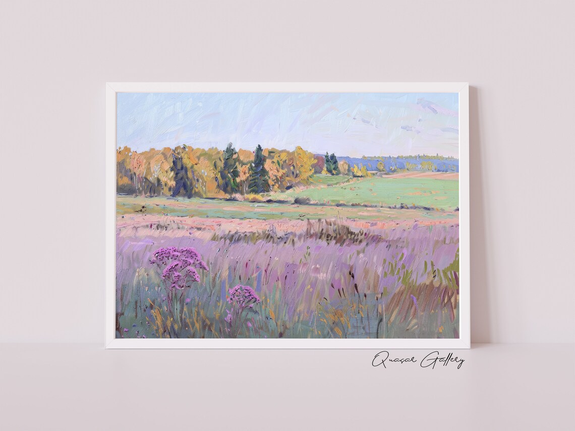 Impressionist Field Of Flowers Landscape Art Print - Image 2