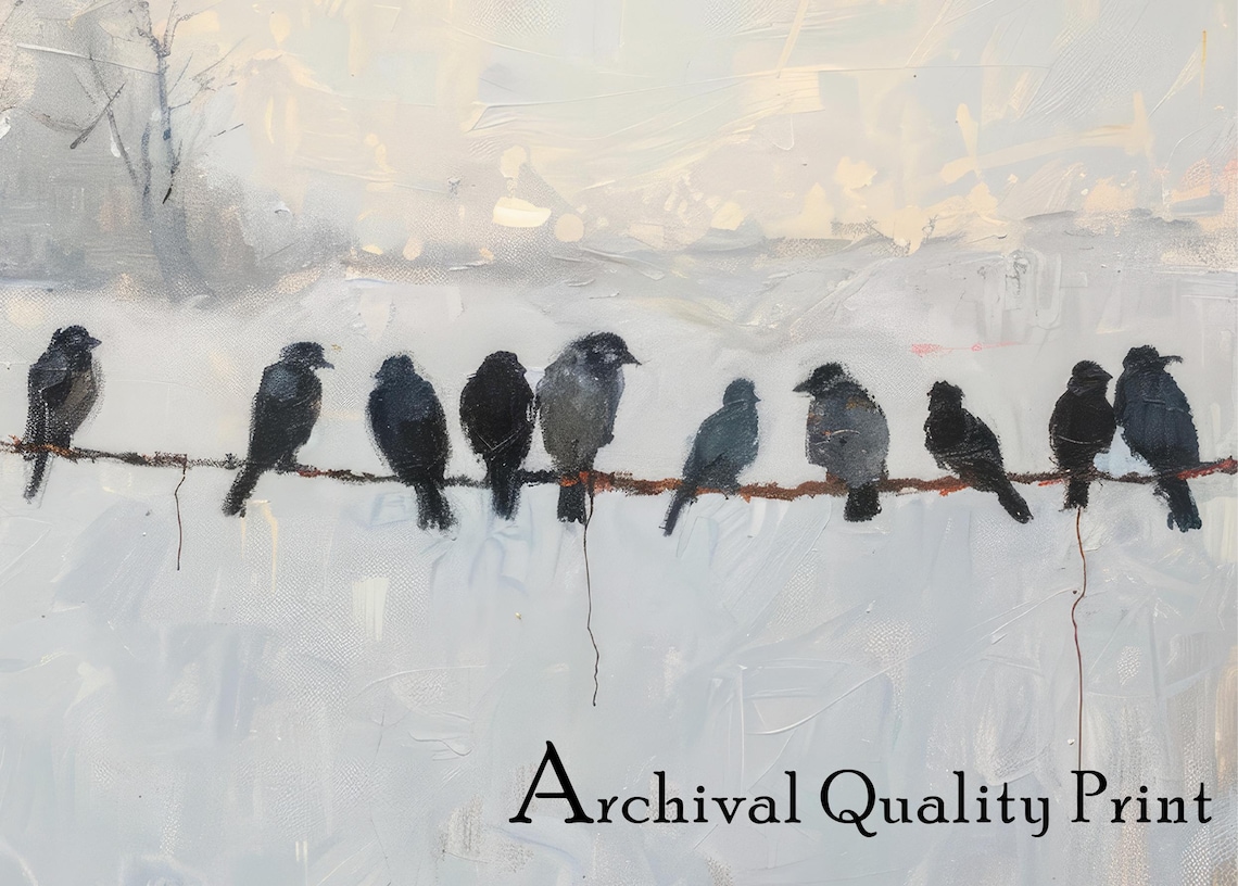 Minimalist Bird Art, Calm Winter Landscape - Image 4