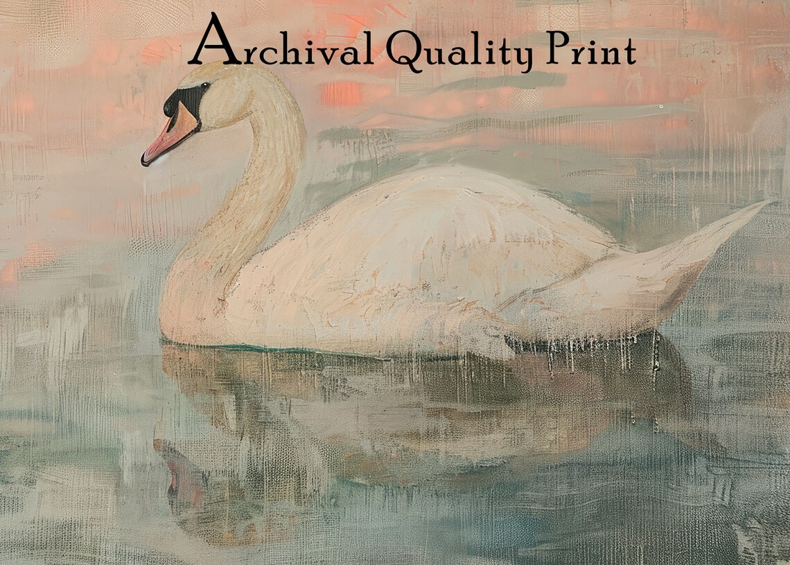 Swan Oil Painting Art Print, Vintage Nursery Decor - Image 4