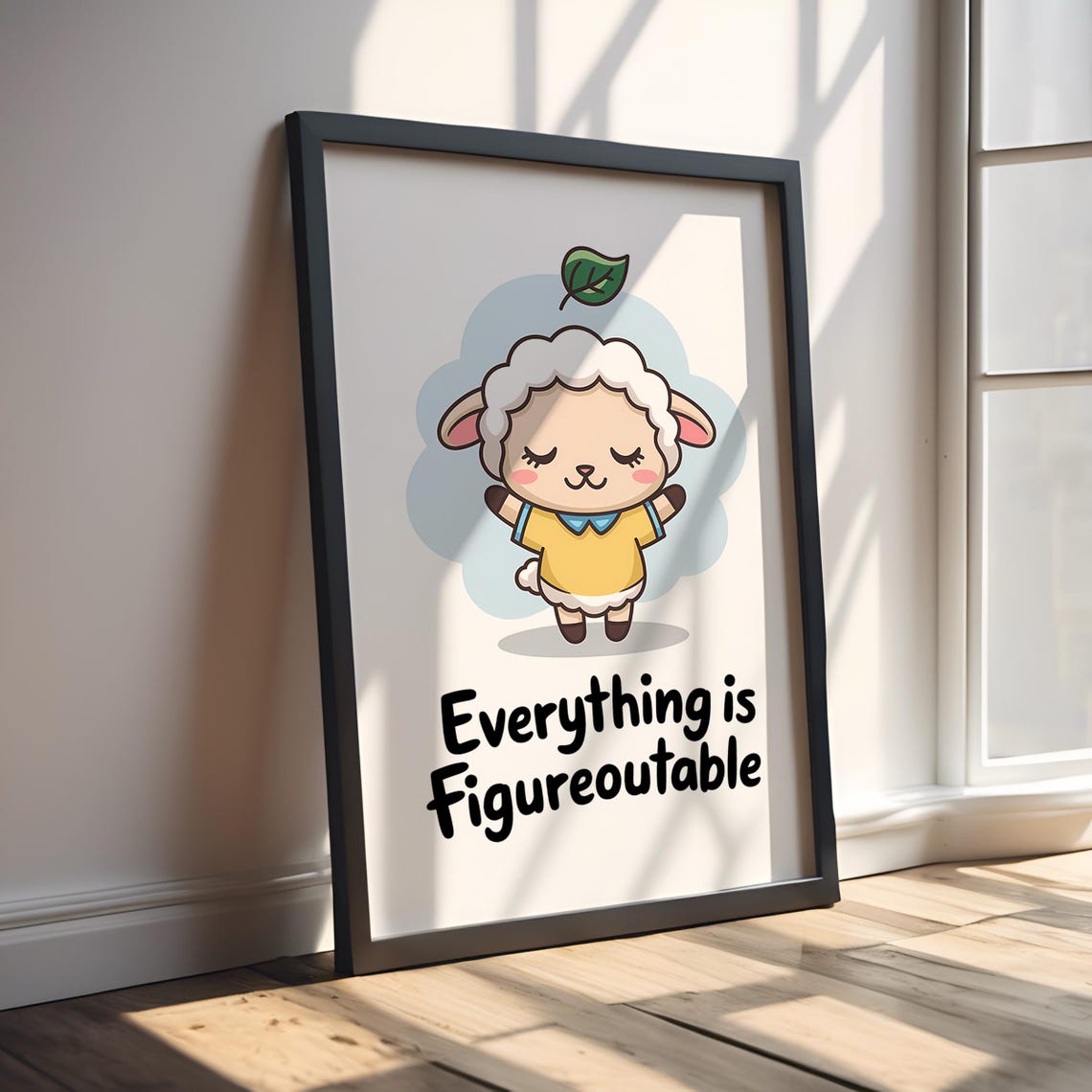 Everything Is Figureoutable Sleepy Lamb Motivational Wall Poster - Image 3