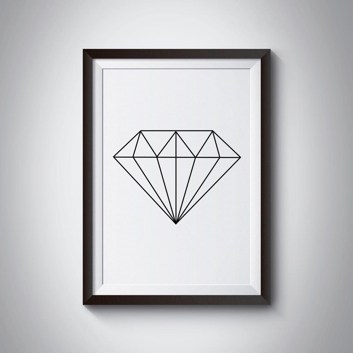 Diamond Geometric Line Drawing Minimalist Scandinavian Poster - Image 2