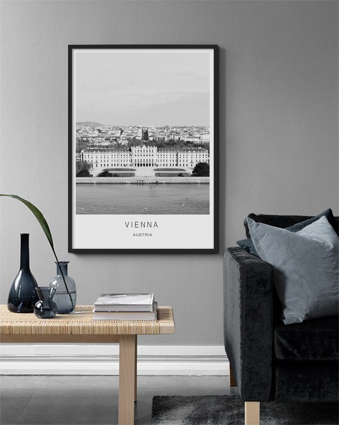 Vienna Austria Black And White Historic Skyline View Travel Poster - Image 3