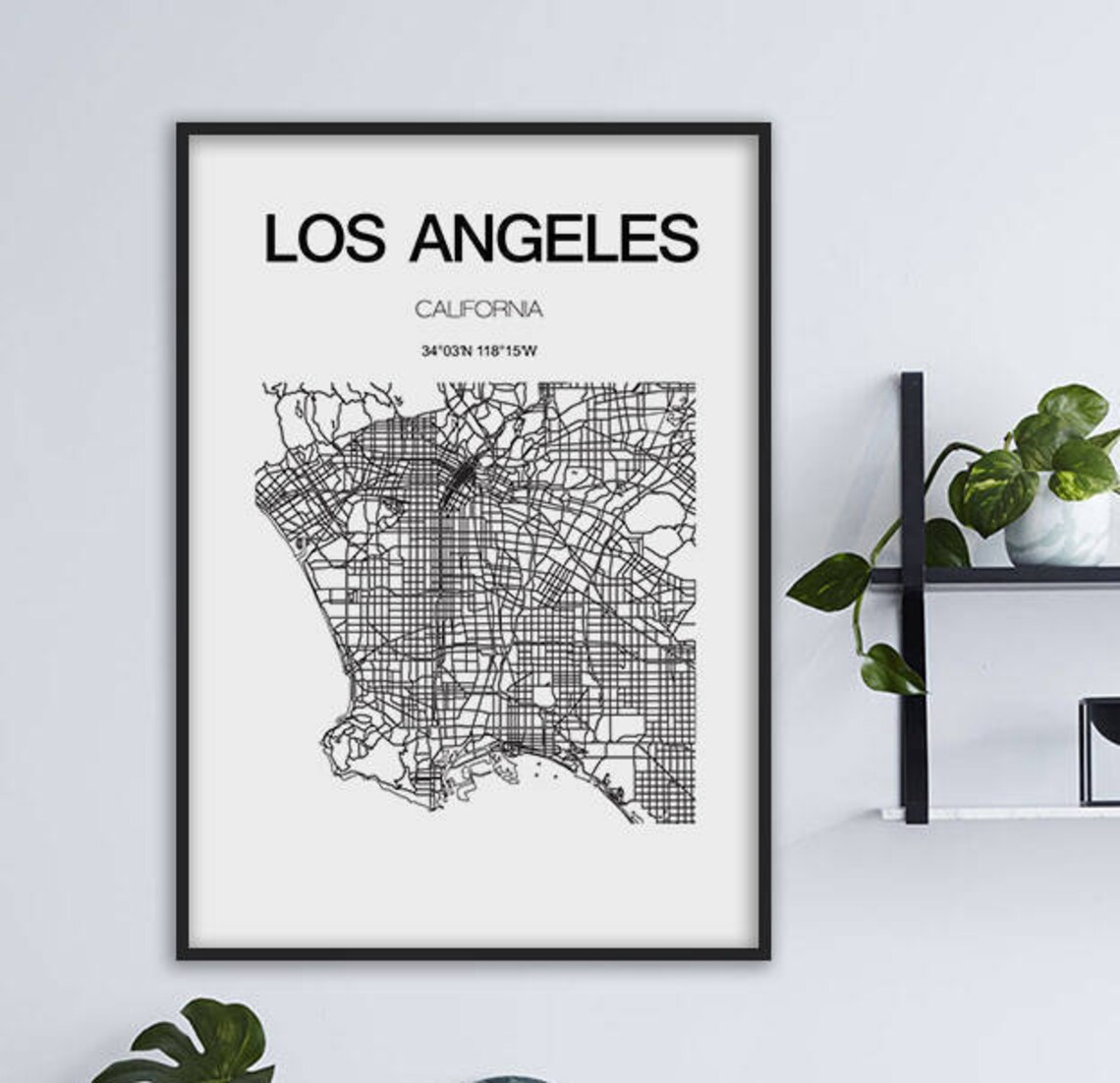 Los Angeles California Minimalist City Map Street Art Poster - Image 3